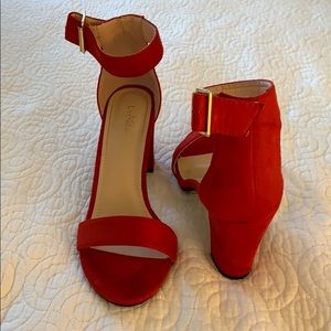 Red chunky heels